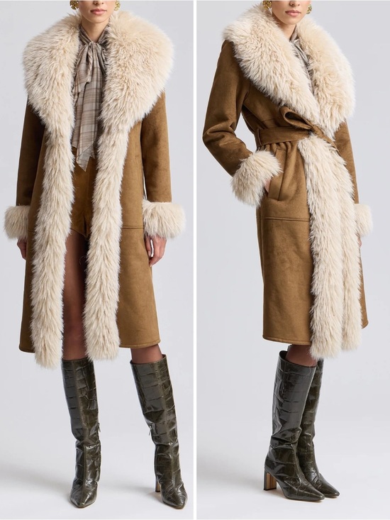 Avec Les Filles Jackets & Blazers - Avec Les Filles Belted Faux Suede and Sherling Coat / XS NEW WITH TAGS NW